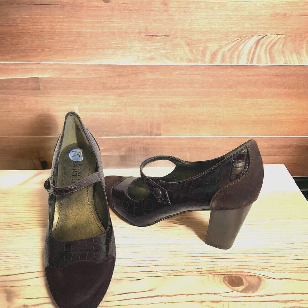 Franco Sarto Darius Closed toe Faux croc brown shoes 7.5 - Picture 3 of 8